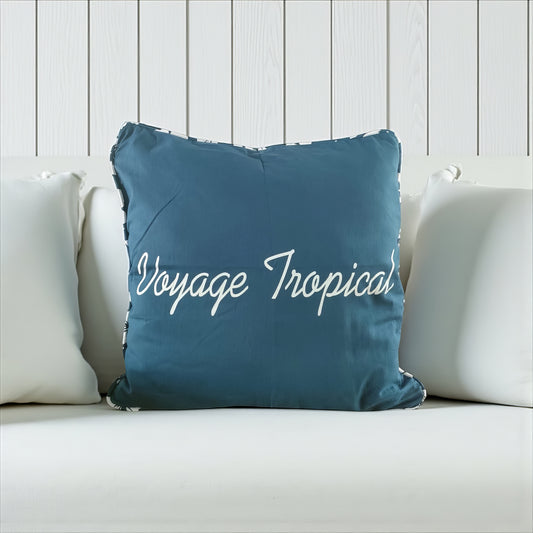 Housse de coussin brodée – Voyage Tropical