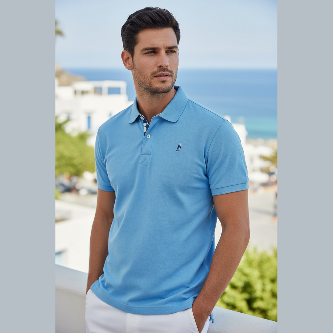 Men's Short Sleeve Hibiscus Polo Shirt